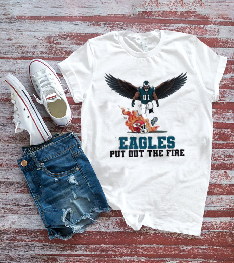 Eagles 01 Player Crushes Flaming Helmet T-Shirt