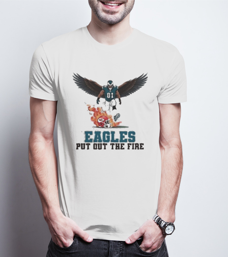 Eagles 01 Player Crushes Flaming Helmet T-Shirt