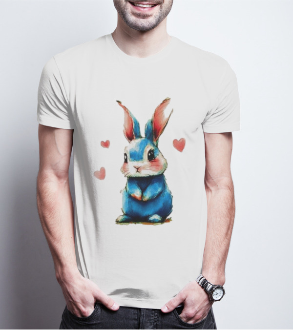 Everybody Knows That I’m Out Of Place Cute Blue Bunny With Hearts T-Shirt