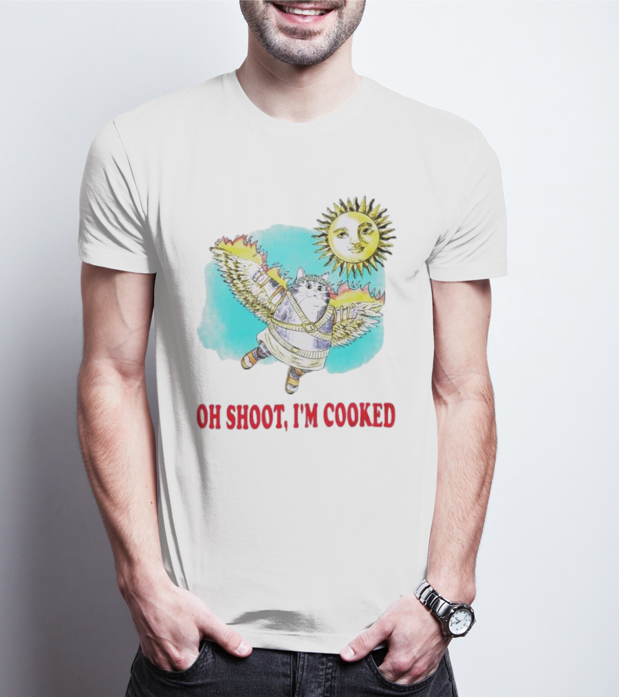 Oh Shoot I'm Cooked Winged Cat With Sun T-Shirt