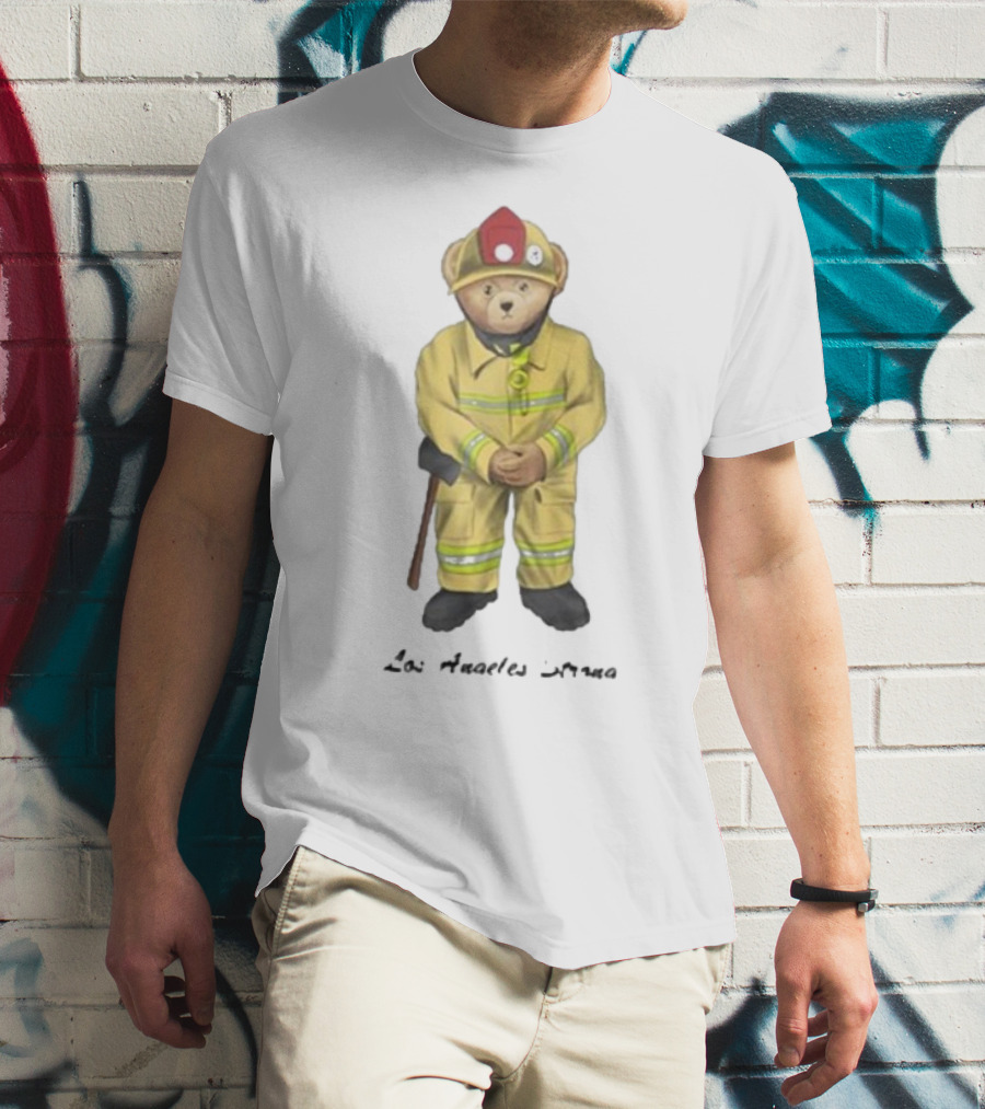 Firefighter Bear Standing In Uniform With Axe T-Shirt