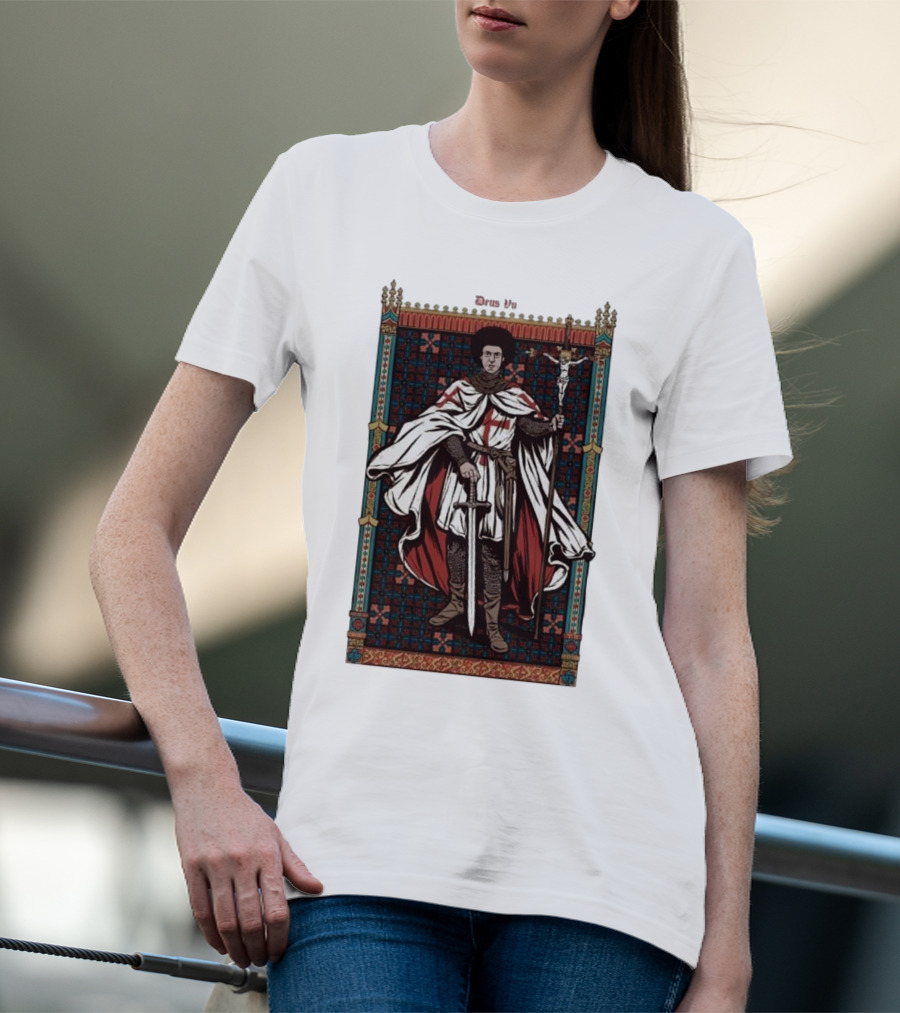 Fr Robinson Crusader Knight Medieval Tapestry Sporting Sword And Cross T-Shirt