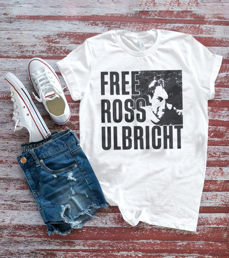 Free Ross Ulbricht Text With Distressed Face Graphic T-Shirt