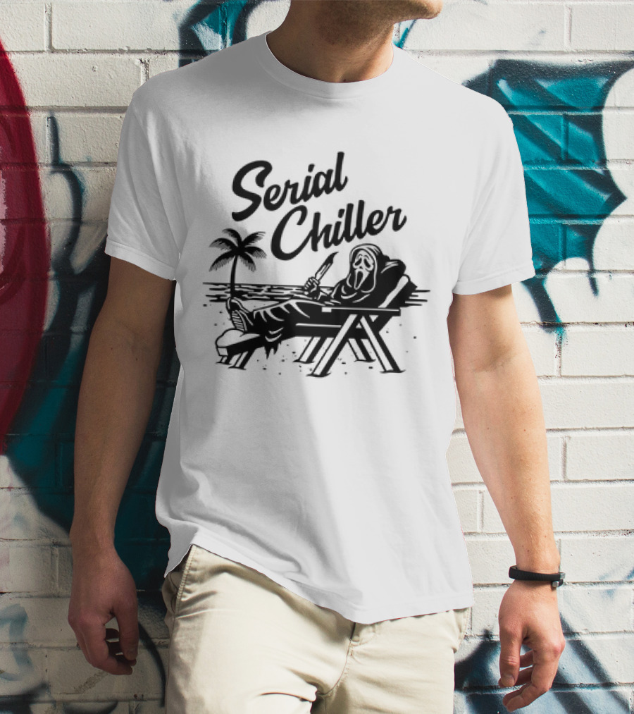 Ghost Face Serial Chiller Retro 80s Horror Theme T-Shirt