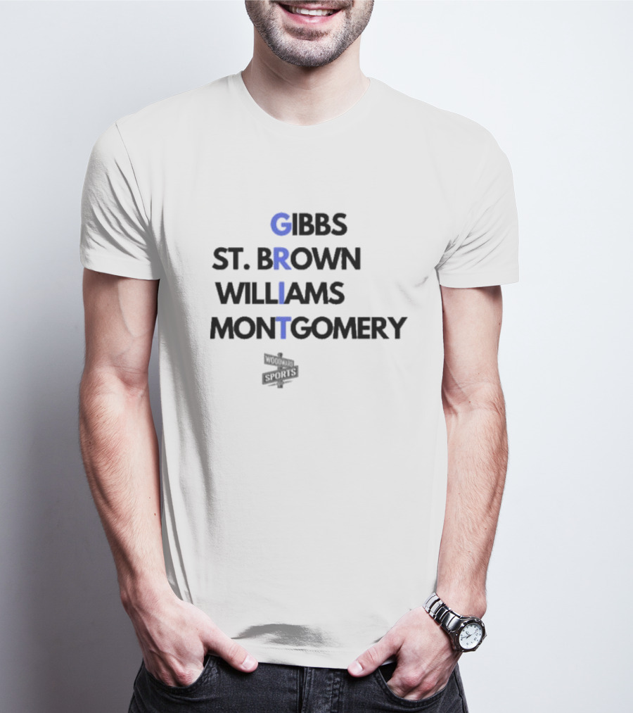 Gibbs St Brown Williams Montgomery GRIT Football Names T-Shirt