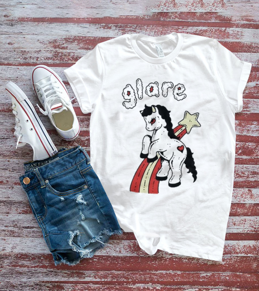 Glare Unicorn Heart Rainbow Star Ringer T-Shirt