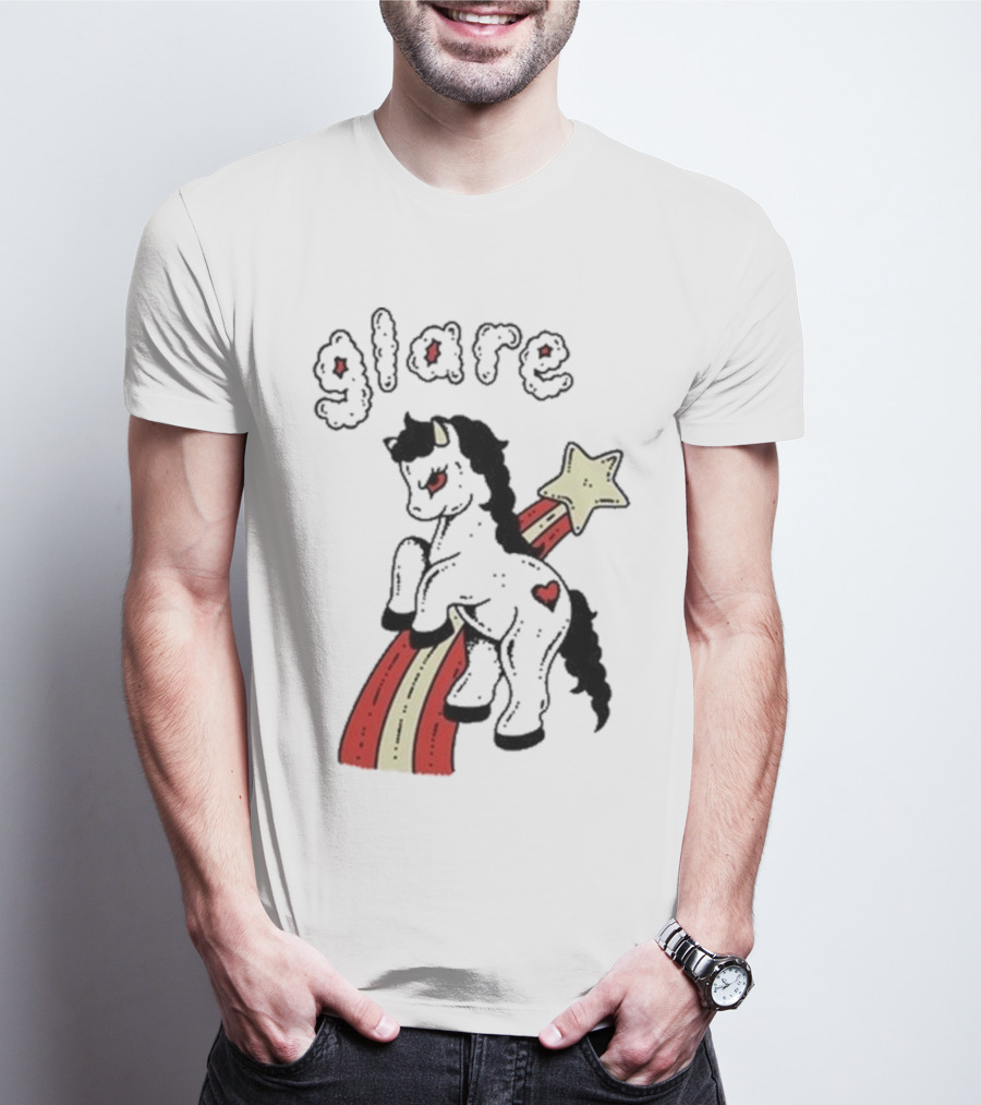 Glare Unicorn Heart Rainbow Star Ringer T-Shirt