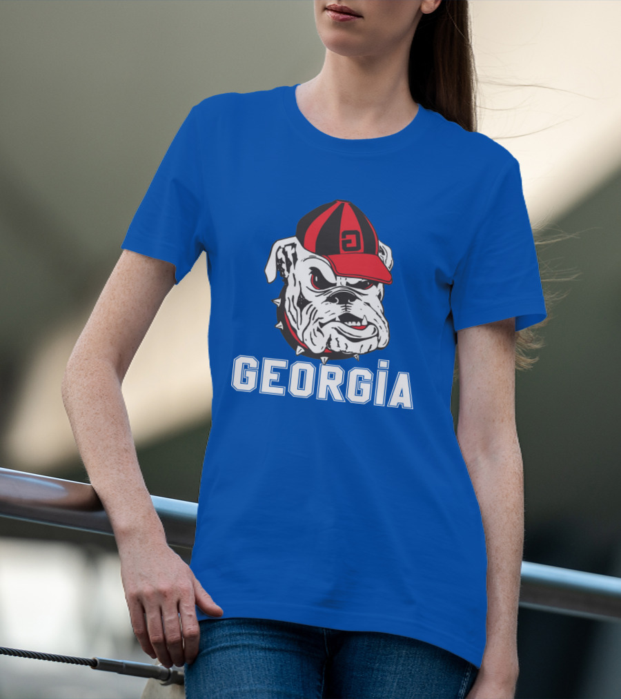 Georgia Bulldogs Vintage Red And Black Cap Bulldog T-Shirt