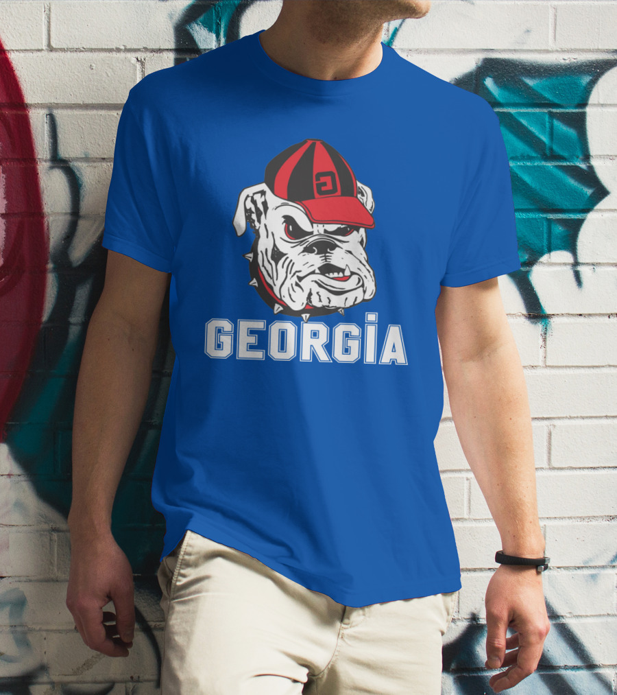 Georgia Bulldogs Vintage Red And Black Cap Bulldog T-Shirt