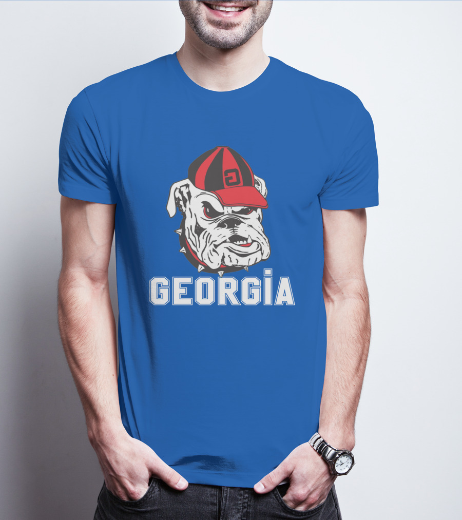 Georgia Bulldogs Vintage Red And Black Cap Bulldog T-Shirt