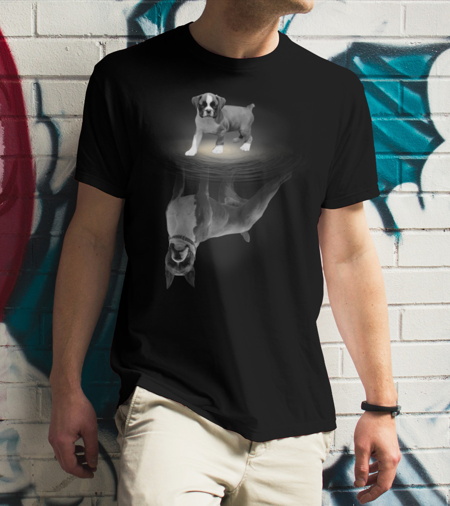 Boxer Mom Wiggle Butt Club Boxer Dog Reflection T-Shirt