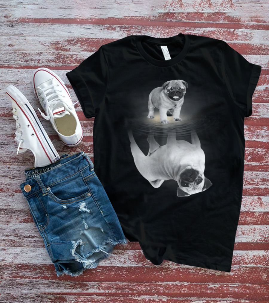 Puggy Potter Magic Wizard Pug Reflection With Funny Pug T-Shirt