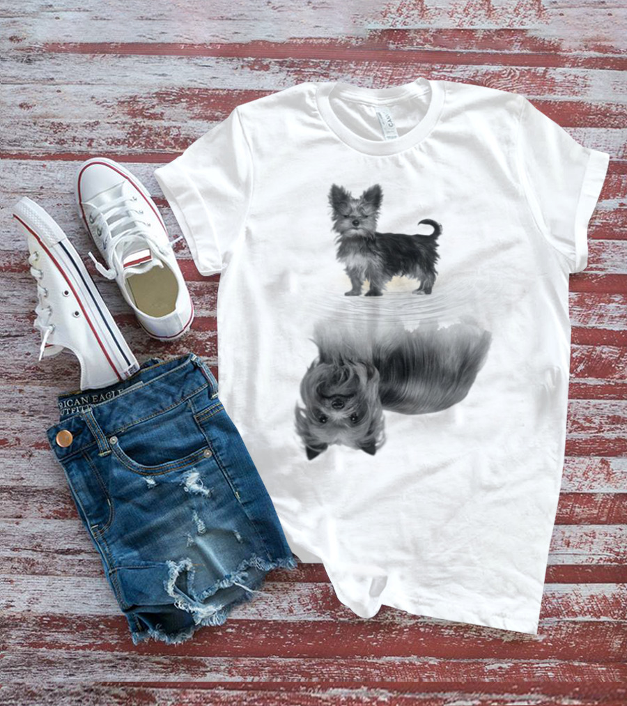 Yorkshire Terrier Reflection Art In I Love My Yorkie T-Shirt