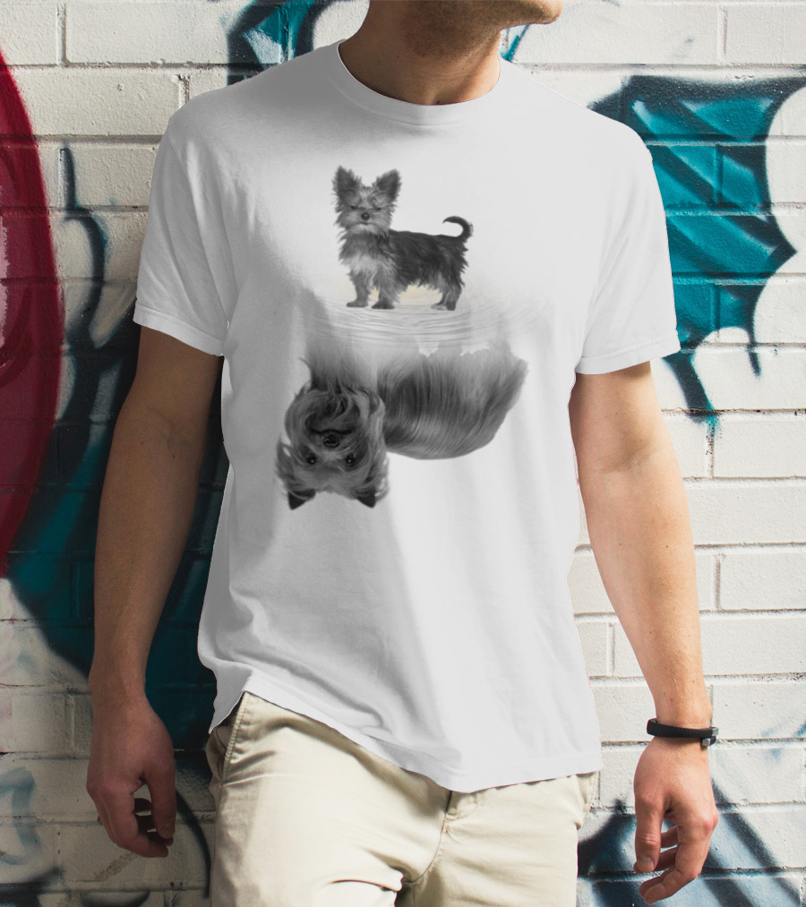 Yorkshire Terrier Reflection Art In I Love My Yorkie T-Shirt