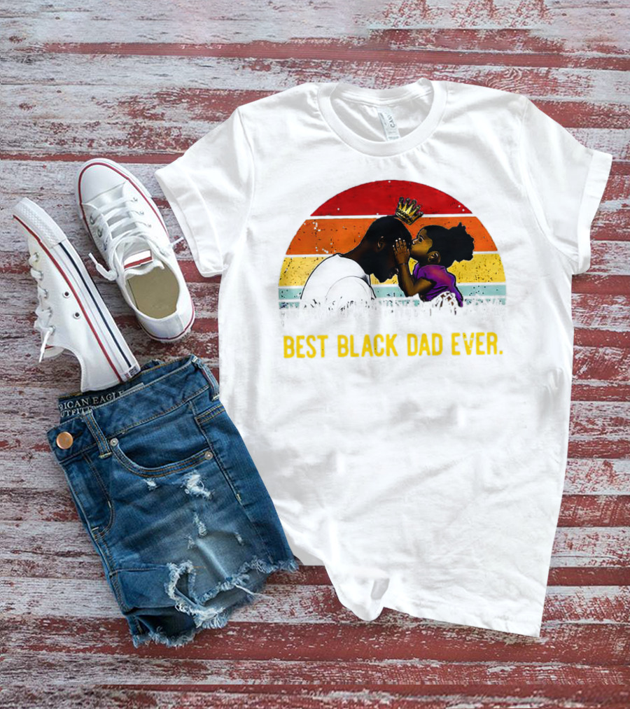BEST BLACK DAD EVER CROWN SUNSET STRIPES T-Shirt