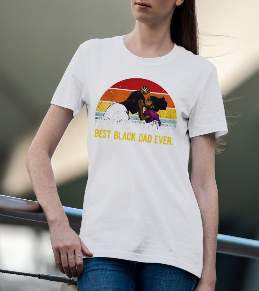 BEST BLACK DAD EVER CROWN SUNSET STRIPES T-Shirt