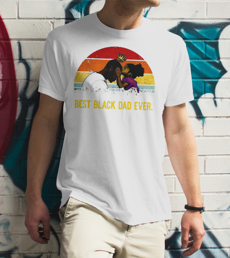 BEST BLACK DAD EVER CROWN SUNSET STRIPES T-Shirt