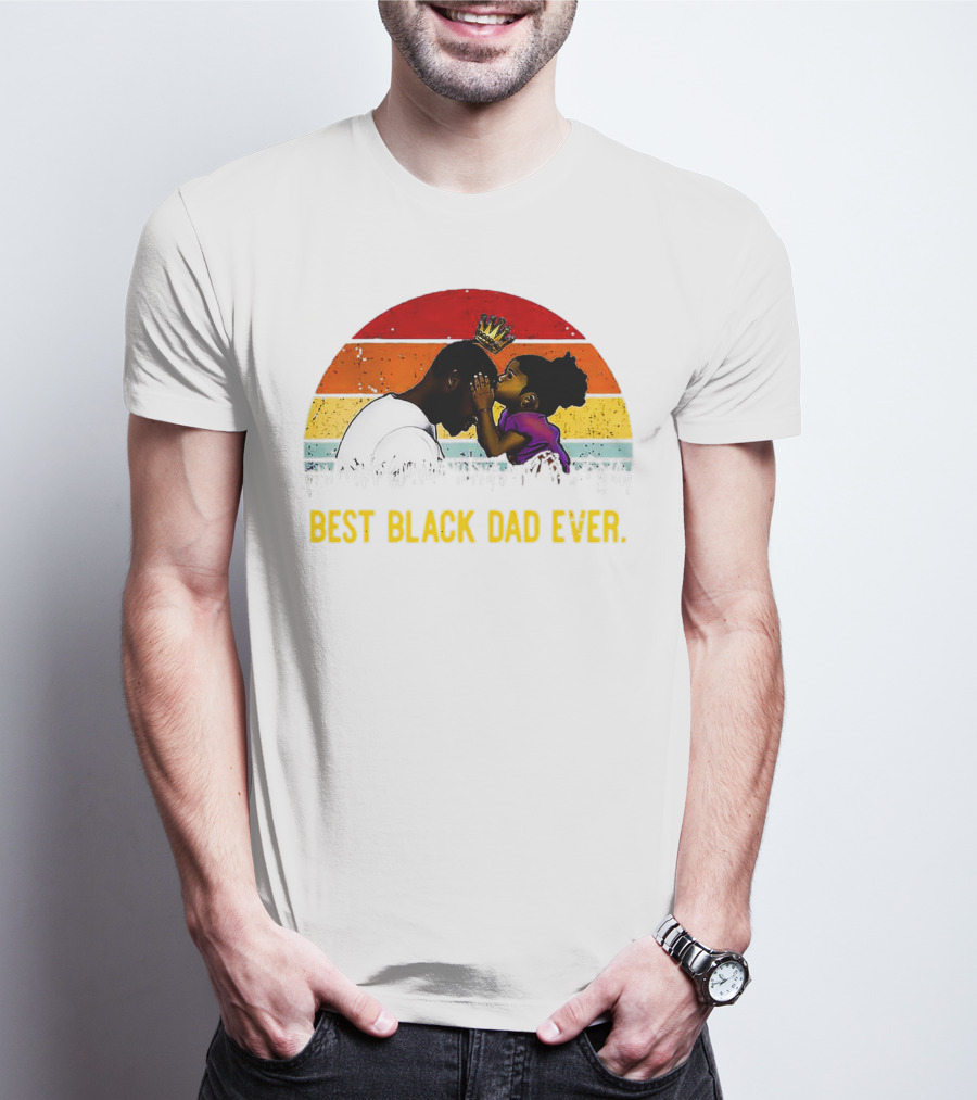 BEST BLACK DAD EVER CROWN SUNSET STRIPES T-Shirt