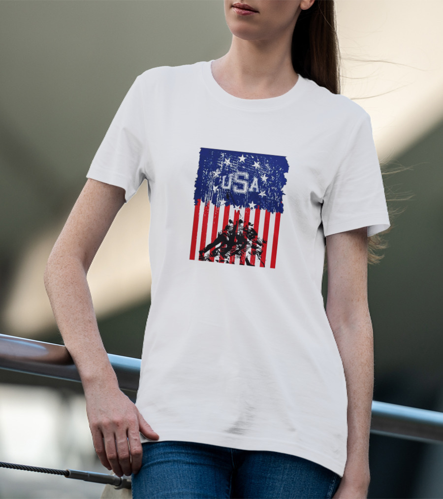 USA Stars And Stripes Iwo Jima Flag T-Shirt