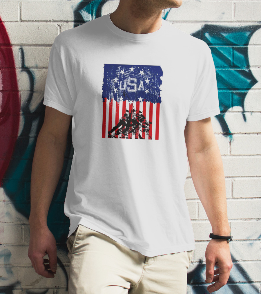 USA Stars And Stripes Iwo Jima Flag T-Shirt