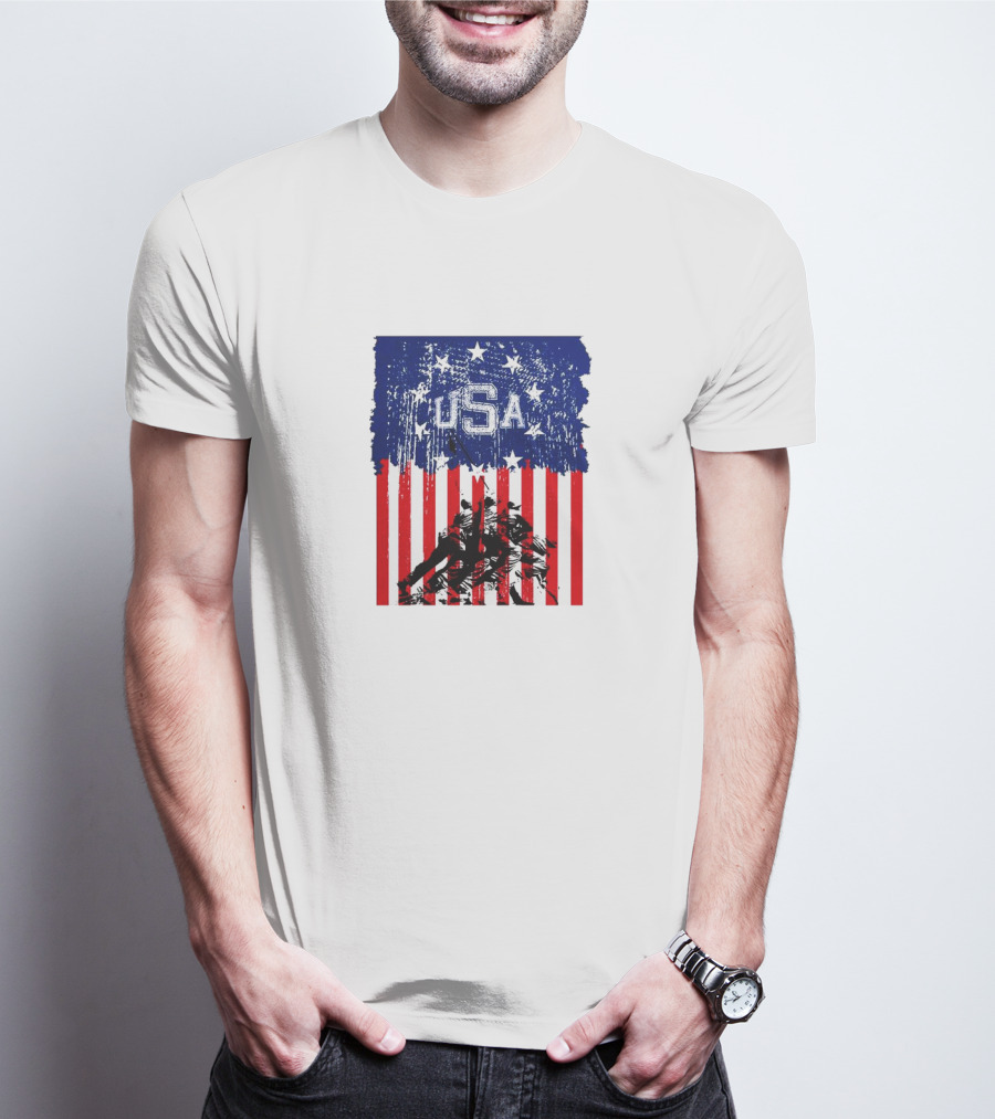 USA Stars And Stripes Iwo Jima Flag T-Shirt