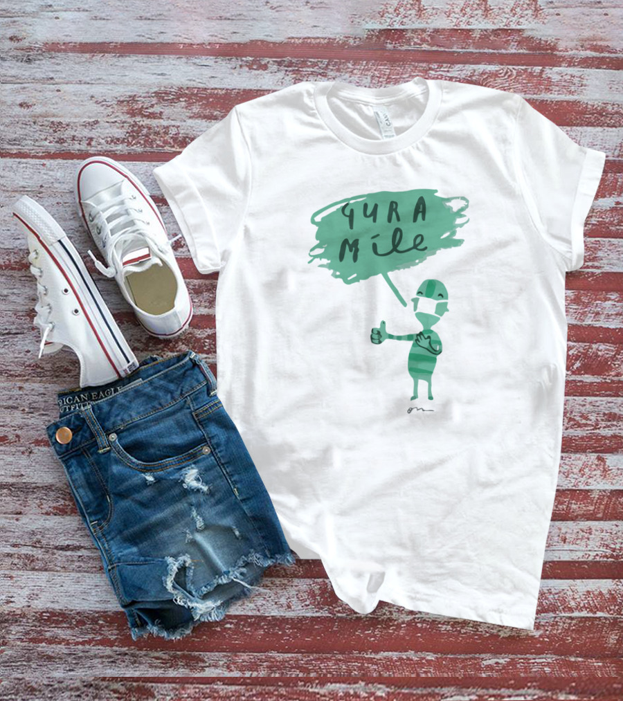 Gura Míle Green Cartoon Figure Thumbs Up T-Shirt