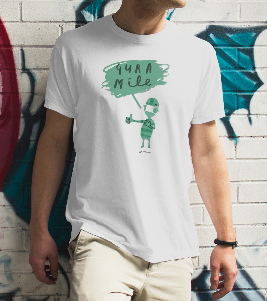 Gura Míle Green Cartoon Figure Thumbs Up T-Shirt