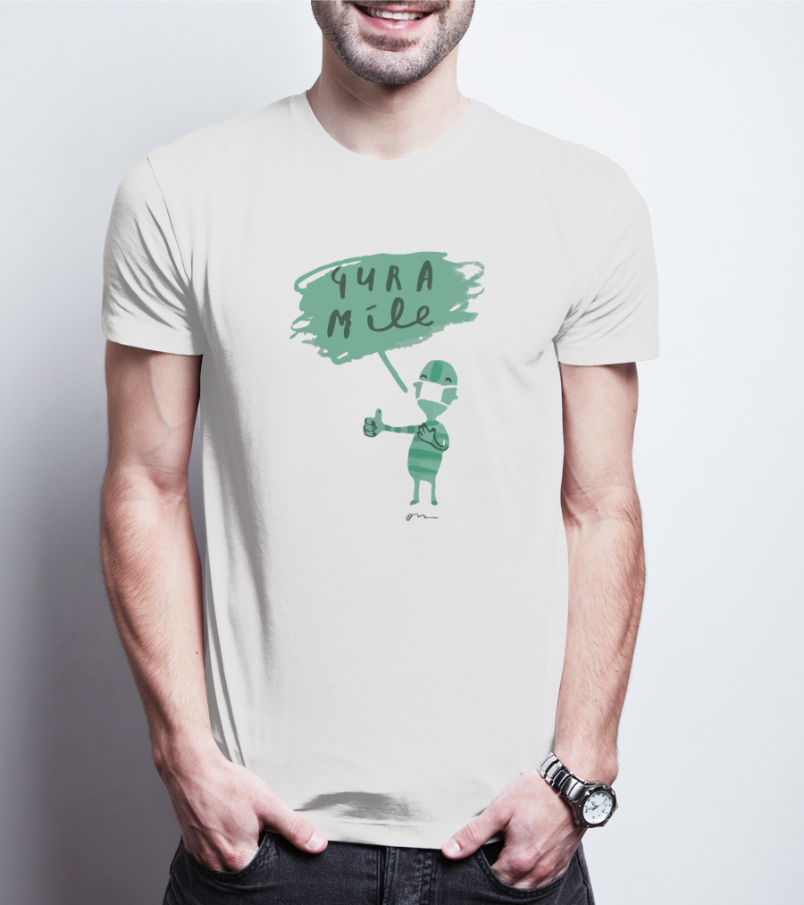 Gura Míle Green Cartoon Figure Thumbs Up T-Shirt