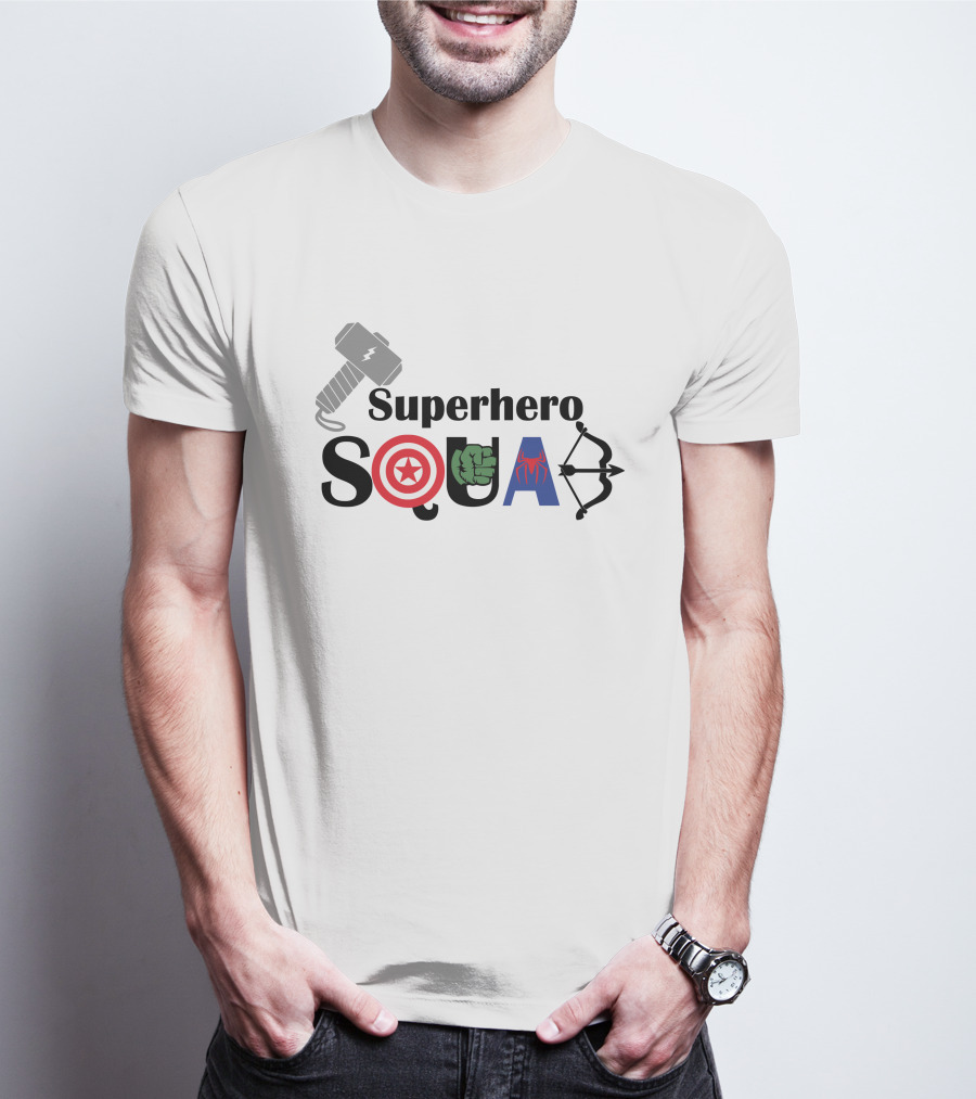 Superhero Squad Marvel Inspired Characters Avengers Symbols T-Shirt