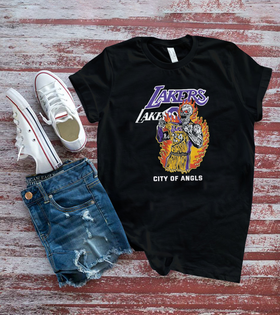 Lakers City Of Angels Flame Player Warren Lotas Los Angeles Jersey T-Shirt