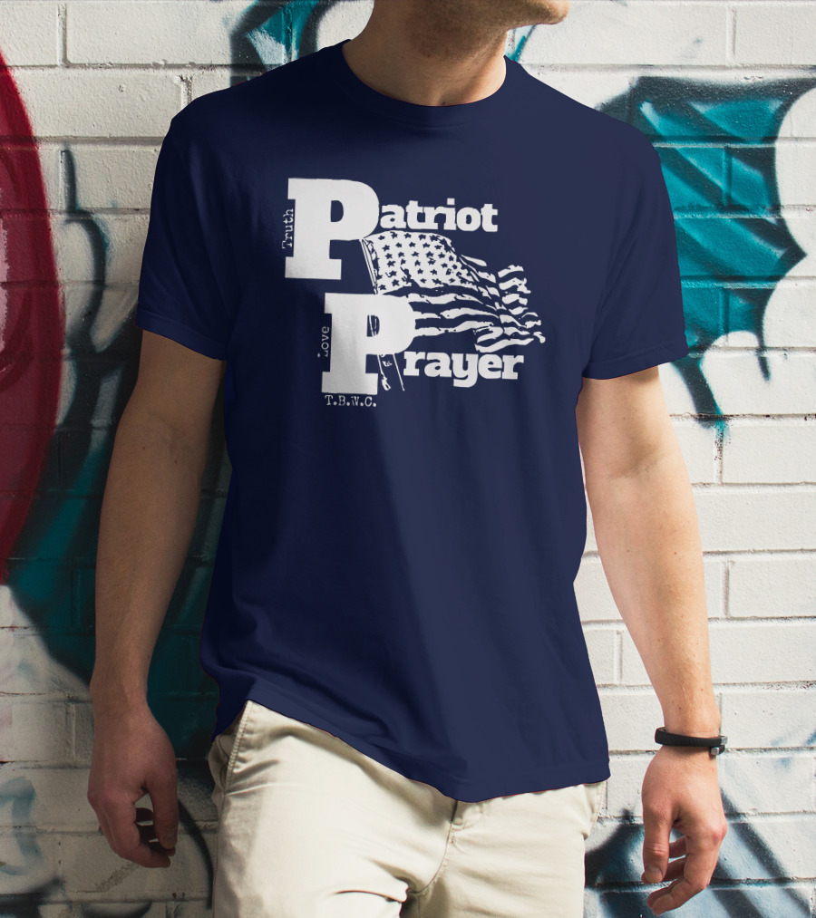 Truth Love Patriot Prayer T.B.W.C. American Flag T-Shirt