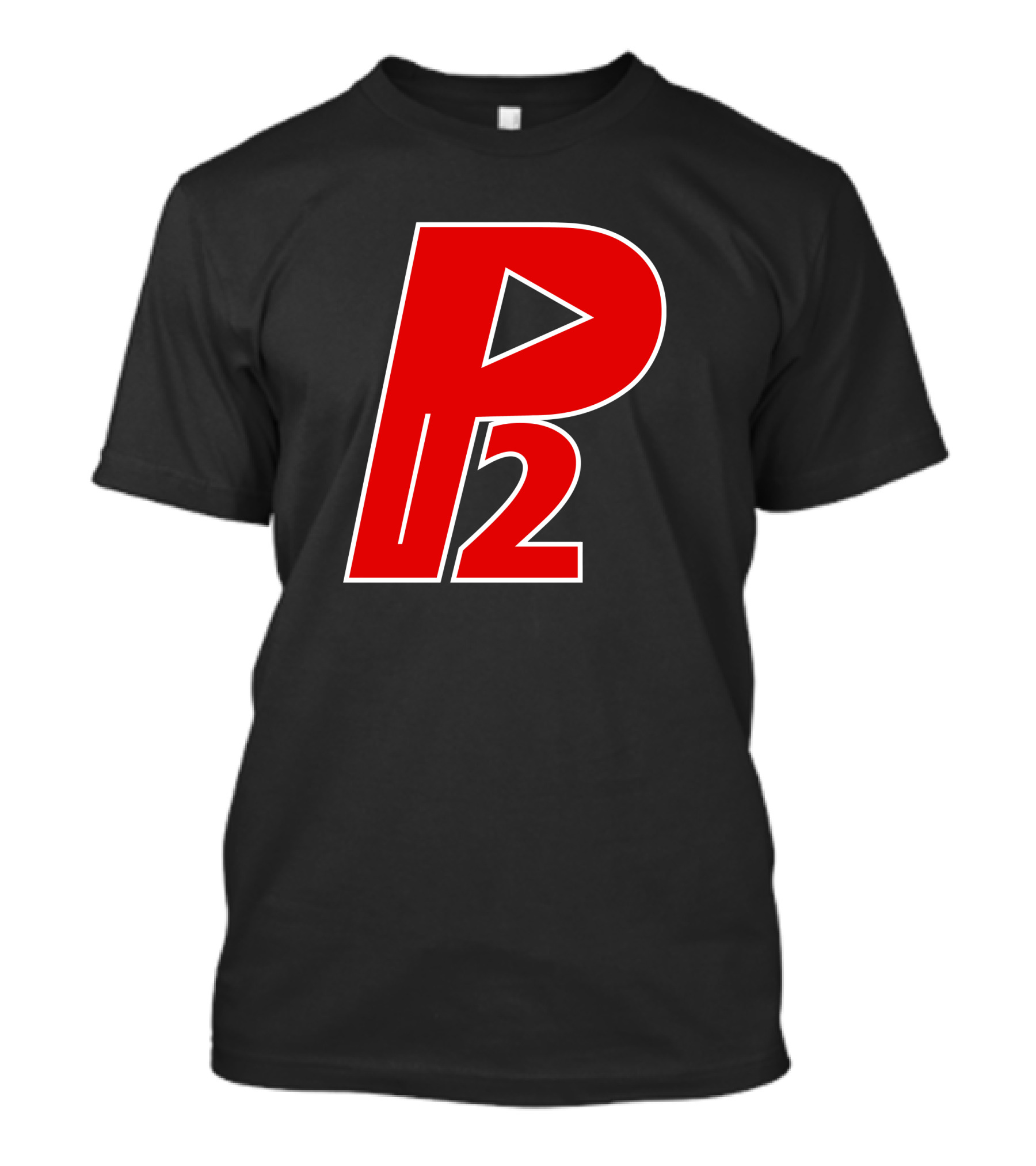 P2isthename Merch Bold Red P2 Logo With Play T-Shirt