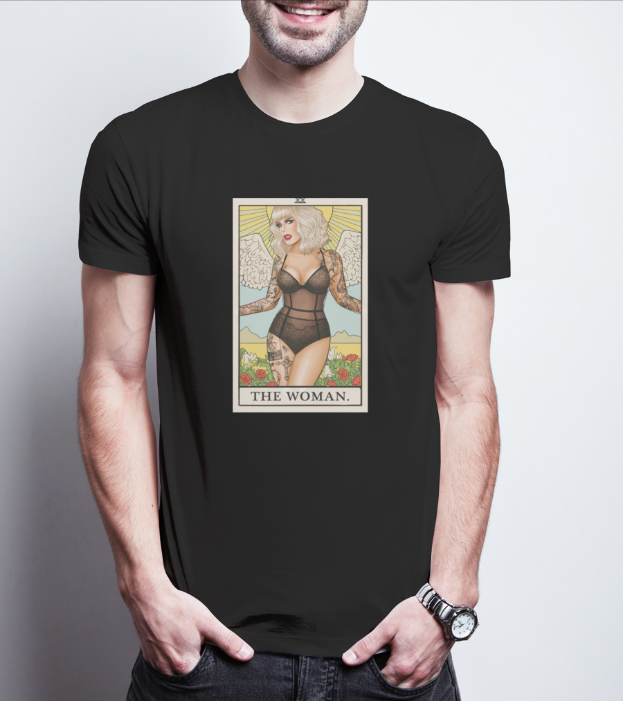 The Woman Tarot Card Katya Tattoo Angel Rose Sunburst T-Shirt