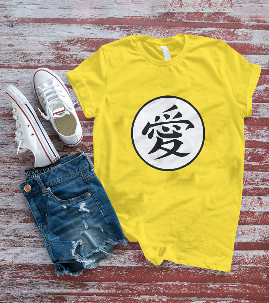 CalebCity Merch Love Kanji Symbol Yellow Circle T-Shirt