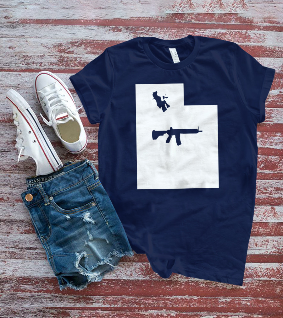 Keep Utah Tactical AR-15 Rifle And Skier In State T-Shirt