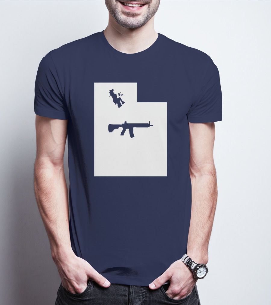 Keep Utah Tactical AR-15 Rifle And Skier In State T-Shirt