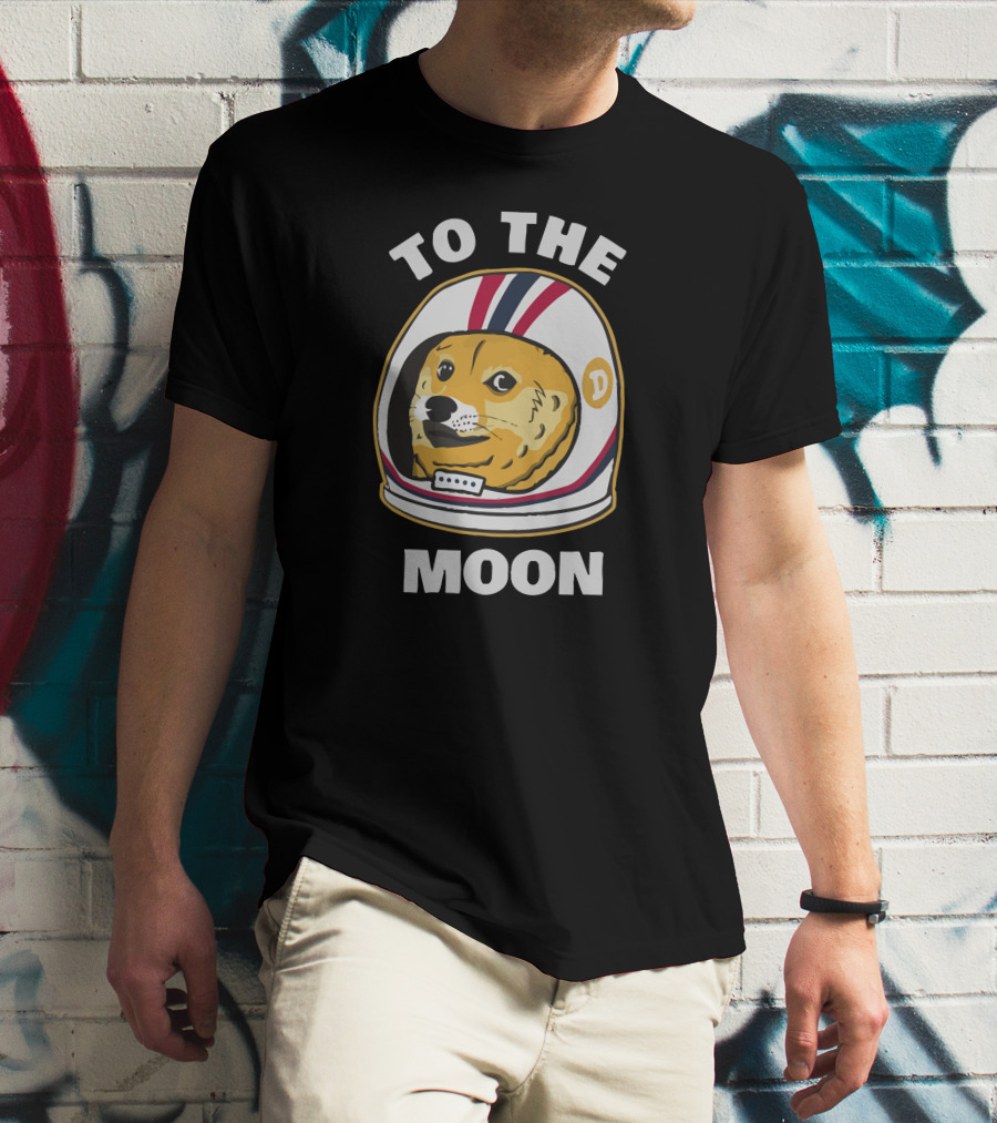 To The Moon Doge Astronaut Helmet T-Shirt