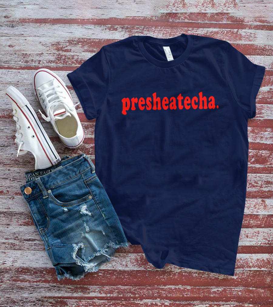 Presheatecha Thank You In Red Text On Dark Blue Background T-Shirt