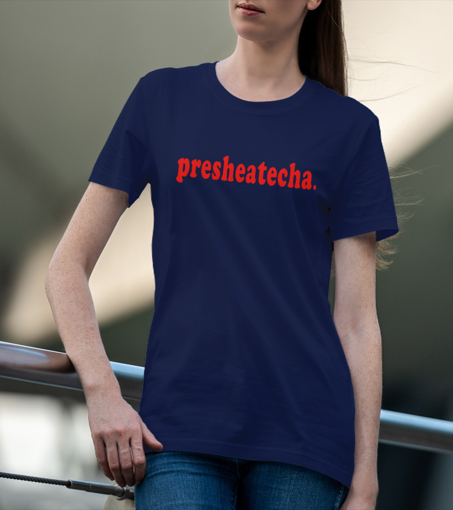 Presheatecha Thank You In Red Text On Dark Blue Background T-Shirt