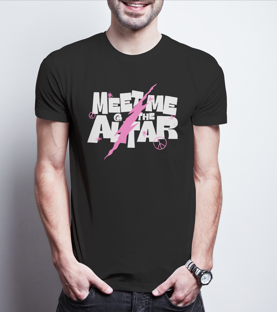 Meet Me @ The Altar Pink Lightning And Peace Signs T-Shirt