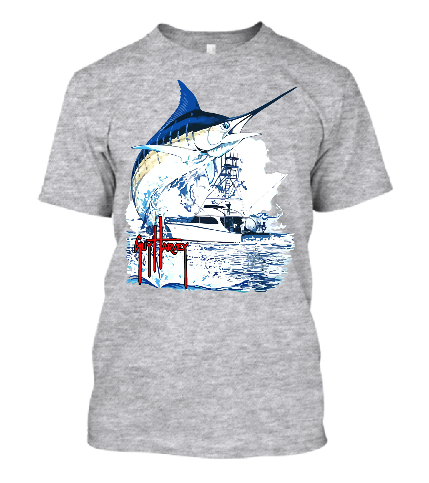 Guy Harvey Marlin Fishing Boat Ocean Adventure T-Shirt