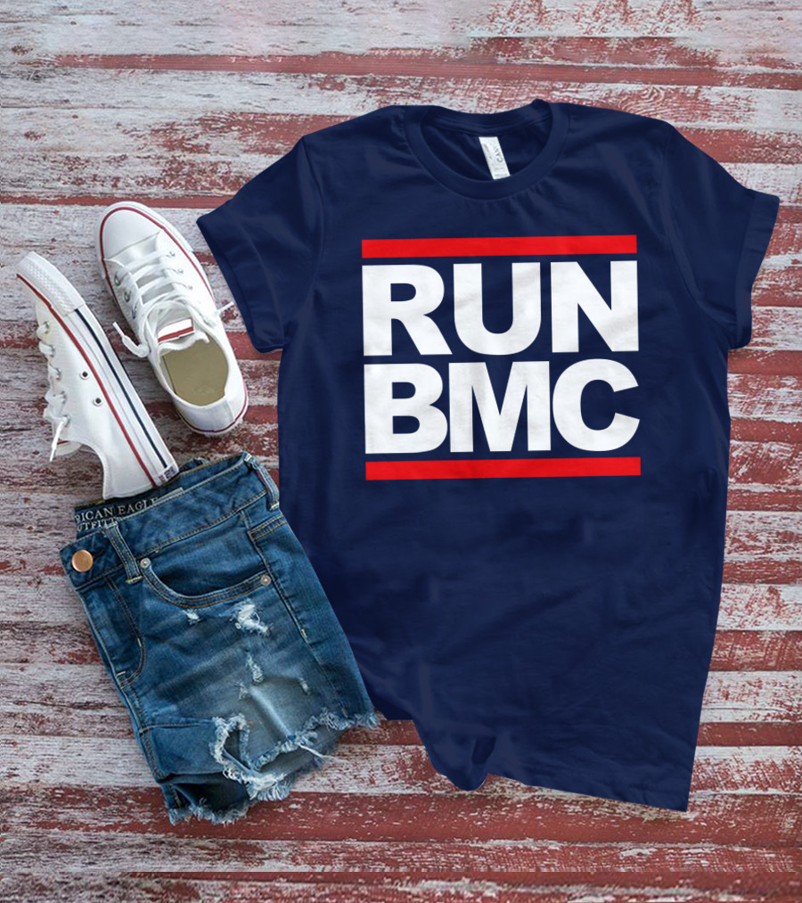 RUN BMC Bold White Text With Red Bars T-Shirt