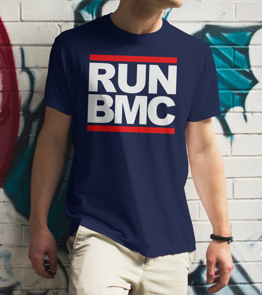 RUN BMC Bold White Text With Red Bars T-Shirt