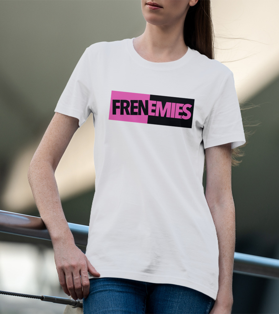 Frenemies Bold Pink Black Split Merch Shop T-Shirt