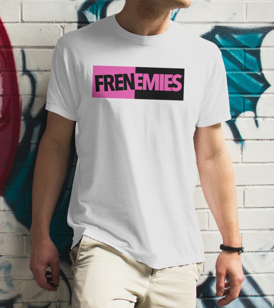 Frenemies Bold Pink Black Split Merch Shop T-Shirt