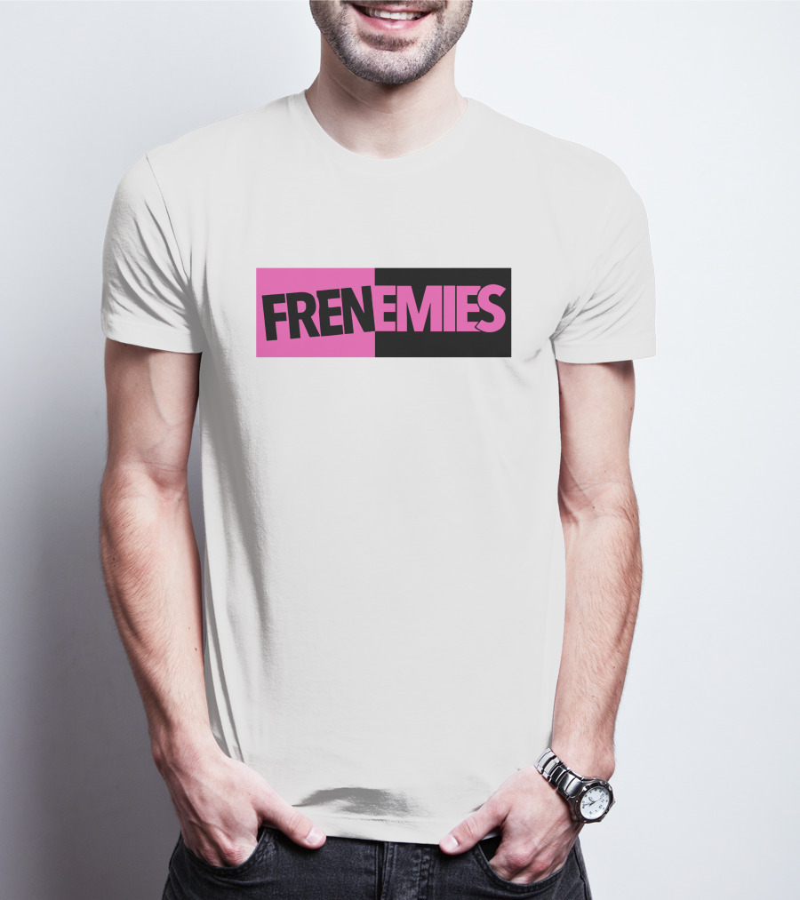 Frenemies Bold Pink Black Split Merch Shop T-Shirt