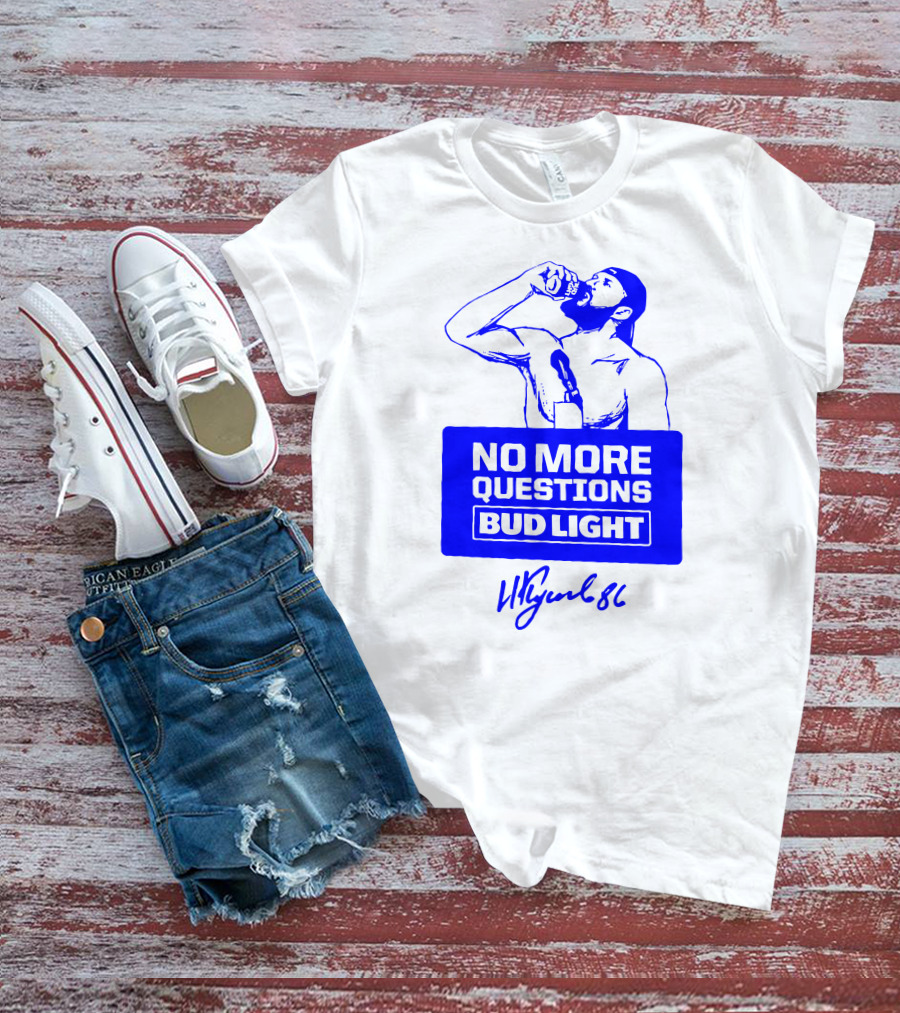 Nikita Kucherov No More Questions Bud Light 86 Logo Blue T-Shirt