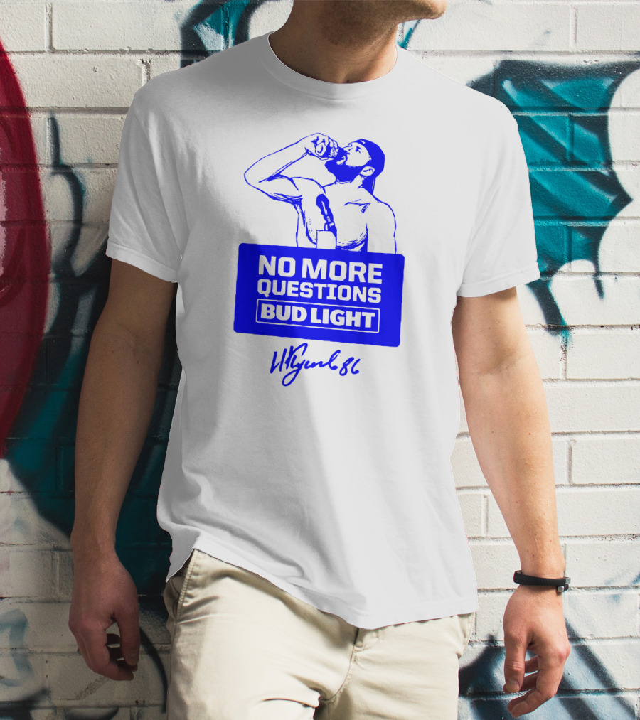 Nikita Kucherov No More Questions Bud Light 86 Logo Blue T-Shirt
