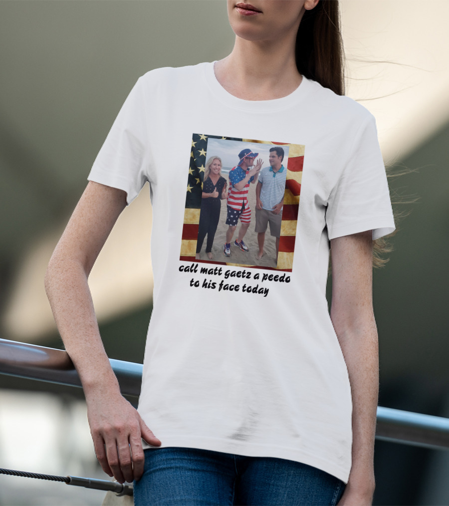 Call Matt Gaetz A Peedo To His Face Today American Flag Beach Photo T-Shirt