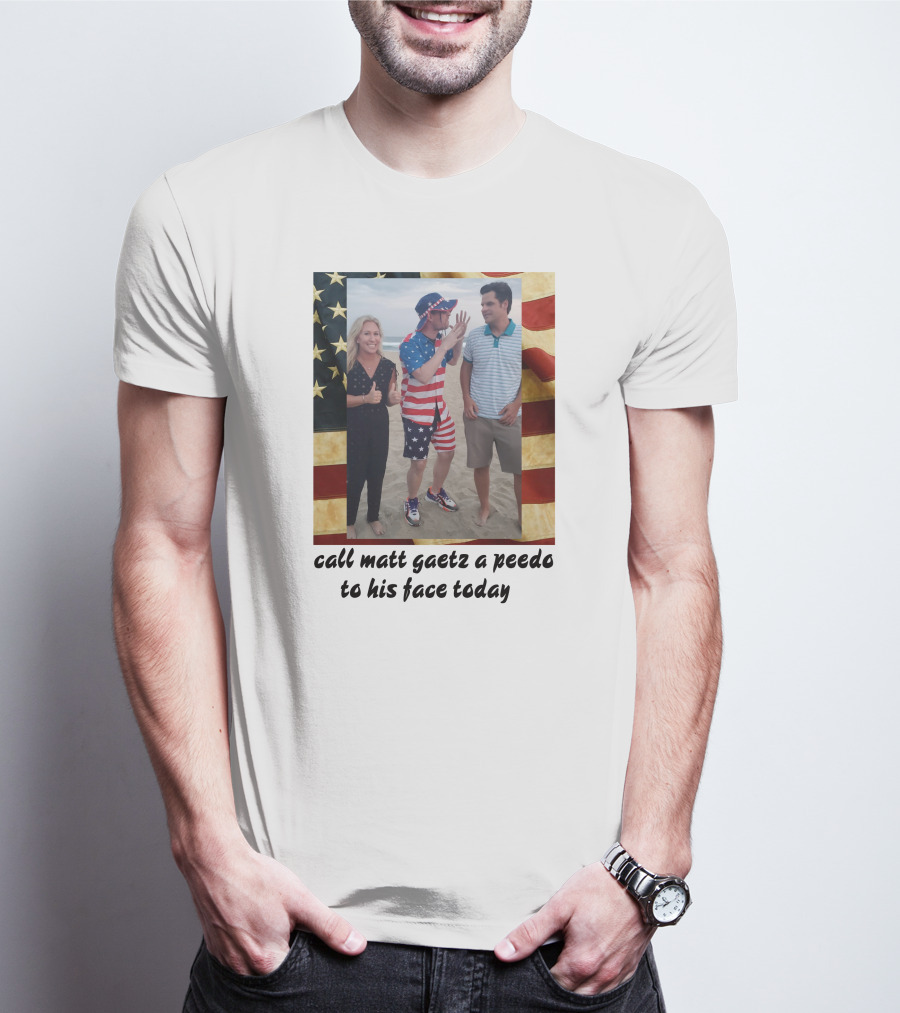 Call Matt Gaetz A Peedo To His Face Today American Flag Beach Photo T-Shirt